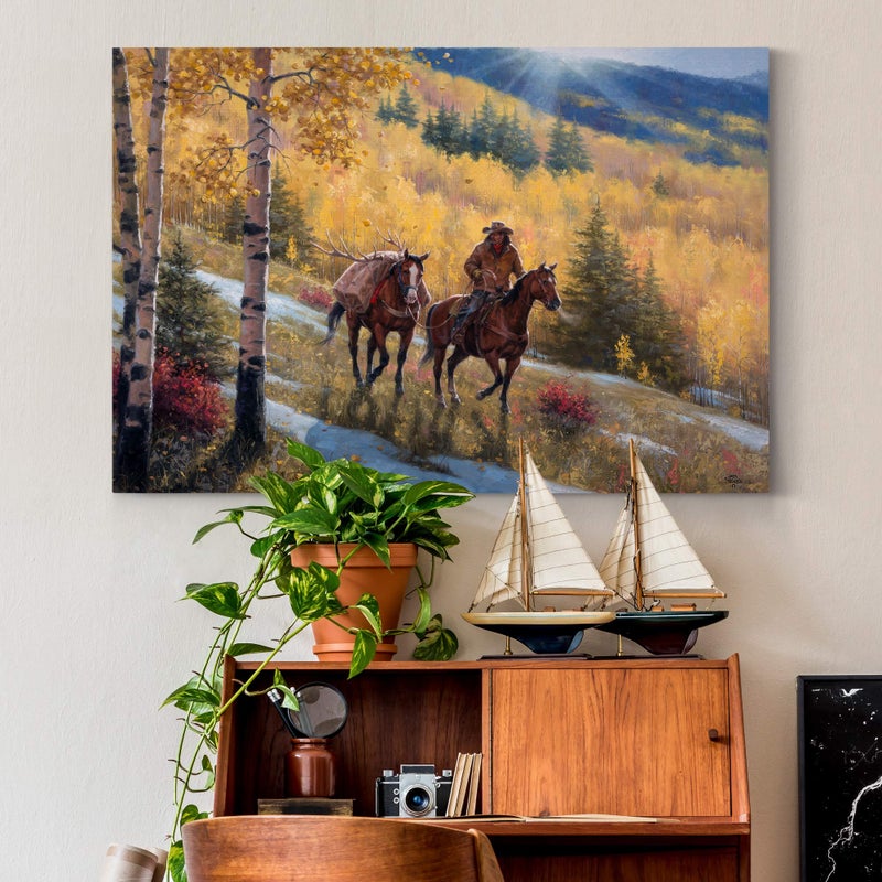 Renditions Gallery Canvas Animal Wall Art Home Paintings & Prints Summer Forest Horses Running Abstract Modern Western Botanical Nature Decorations for Office Bedroom Kitchen - 24"x36" LT31 - Image 3